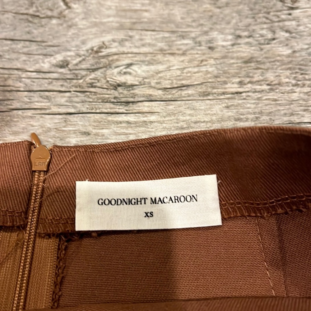 Goodnight Macaroon Brown Twill Pocket A-line Mini Skirt New - Picture 3 of 6
